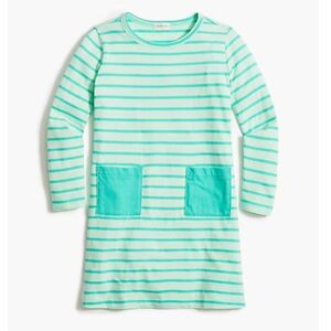 J crew crewcuts long sleeve t-shirt pocket dress aqua green size 3T 100% cotton